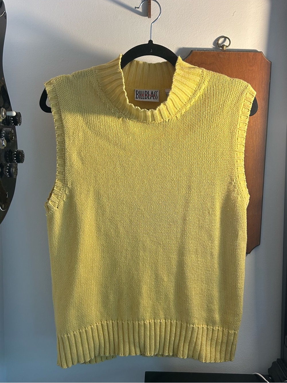 bill blass Yellow Sleeveless Crewneck Knit Vest